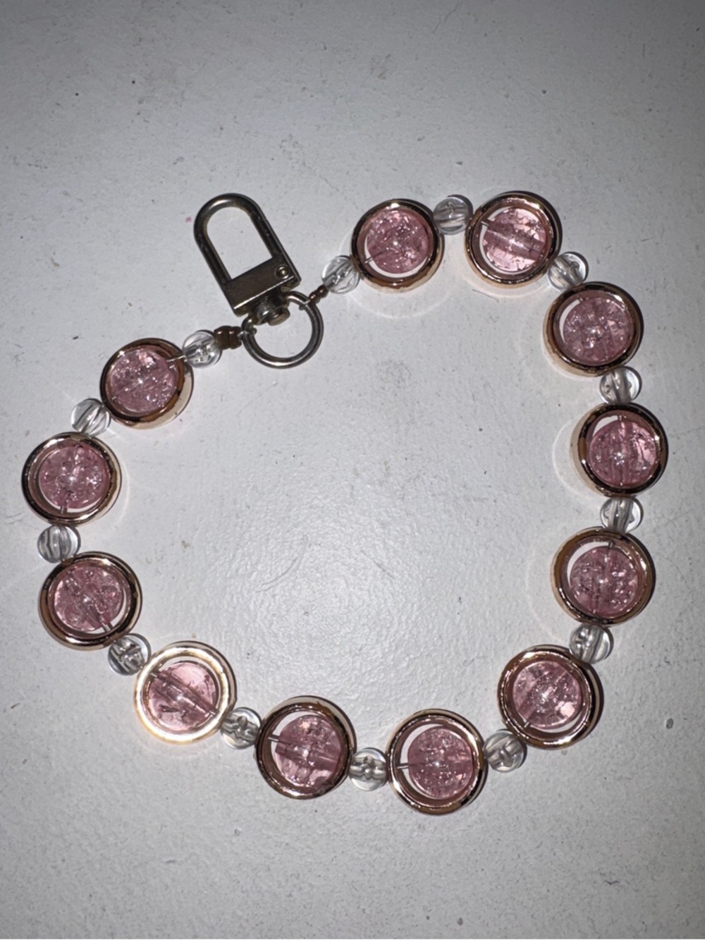 Keychain Pink Glass Bead